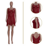 Women's Wire Fringe Beach Dress