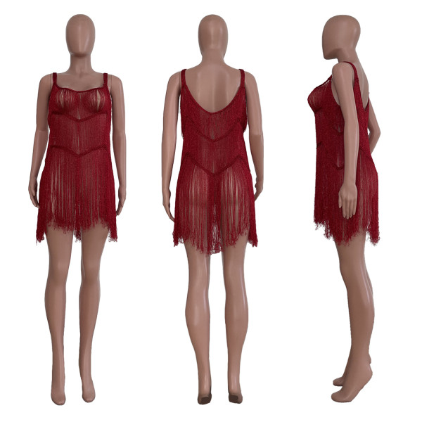 Women's Wire Fringe Beach Dress