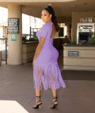 Women's Short Sleeve Tassel Fashion Sexy Dress