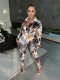 Women's clothing cute fashion spring and autumn temperament commuter lapel sweater style letter printing two-piece set