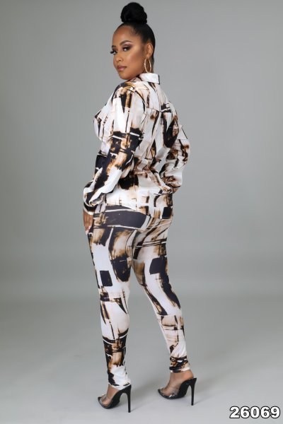 Women's clothing cute fashion spring and autumn temperament commuter lapel sweater style letter printing two-piece set