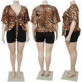 Tie-Up Short Sleeve T-Shirt Printed Shorts Home Tracksuit