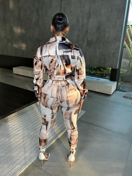 Women's clothing cute fashion spring and autumn temperament commuter lapel sweater style letter printing two-piece set