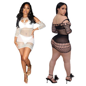 Women's Sexy Hollow Lingerie Sexy Mesh Backless Swimwear Nightclub Dress