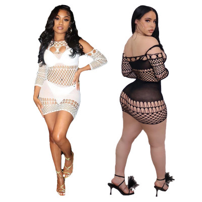 Women's Sexy Hollow Lingerie Sexy Mesh Backless Swimwear Nightclub Dress