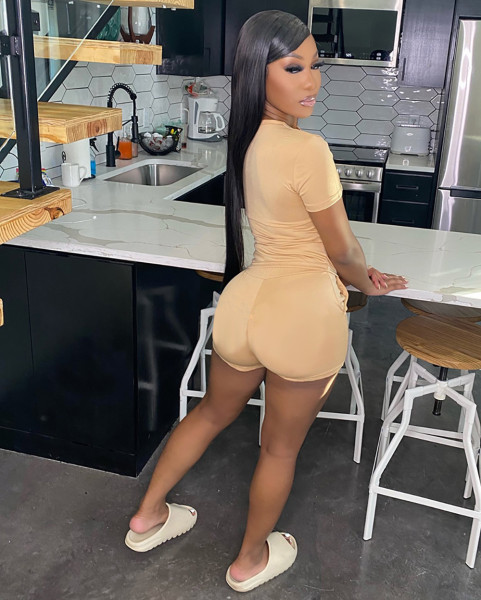 Women's Summer Solid T-Shirt Lace-Up Shorts Two-Piece Set