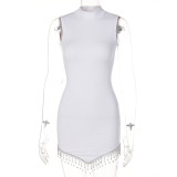 Sexy Sleeveless Hem Diamond Fringe Dress