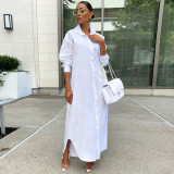 Fashionable casual solid color long coat