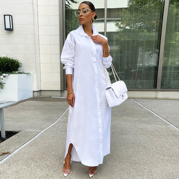 Fashionable casual solid color long coat