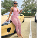 Fashion Open Back Mesh Trousers Set
