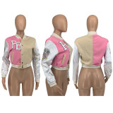 Women's Fashion Casual Women's Color Block Jacket Baseball Jacket