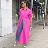 Fashionable casual solid color long coat