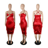 Sexy Fashion Slit Sling Fringe Dress Dress