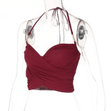 Sexy Cropped Navel Metal Chain Tie Halter Camisole
