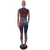 Sexy V-Neck Skinny Print Jumpsuit