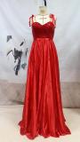 Temperament Long Banquet Evening Dress Sling Sequin Swing Skirt