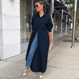 Fashionable casual solid color long coat