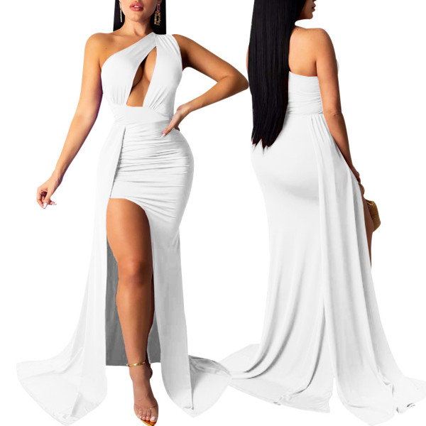 Women's Tube Top One Shoulder Dress Sexy Party Mopping Dress