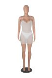 Bright Silk Mesh Sling Dress Sexy Perspective Nightclub Skirt with Panties