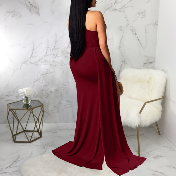 Women's Tube Top One Shoulder Dress Sexy Party Mopping Dress
