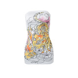 Street Trend Positioning Print Wrap Breastless Back Dress