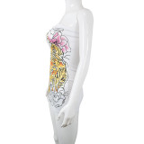 Street Trend Positioning Print Wrap Breastless Back Dress