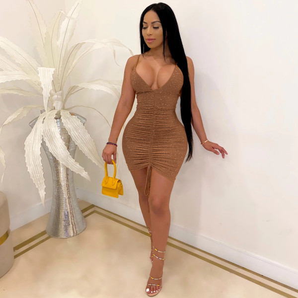 suspender dress sexy hip drawstring skirt