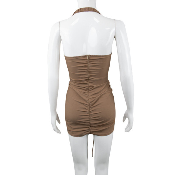 Dress sexy babes halter neck ruffled skirt