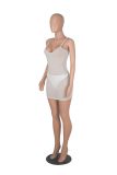 Bright Silk Mesh Sling Dress Sexy Perspective Nightclub Skirt with Panties