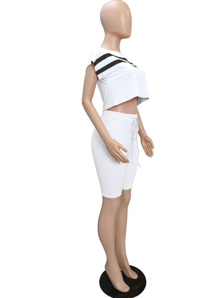 Fashion casual suit striped stitching casual two-piece suit