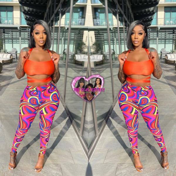 Printed Lace-Up Sleeveless Casual Two Piece