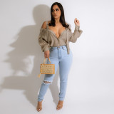 Solid Color Sling Blouse