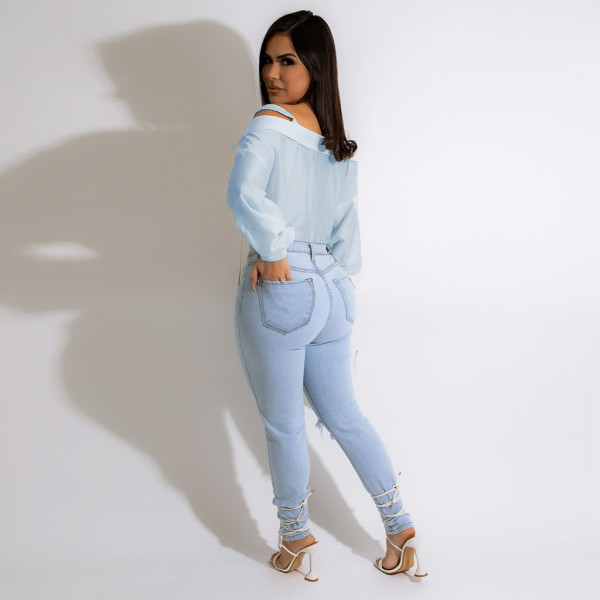 Solid Color Sling Blouse