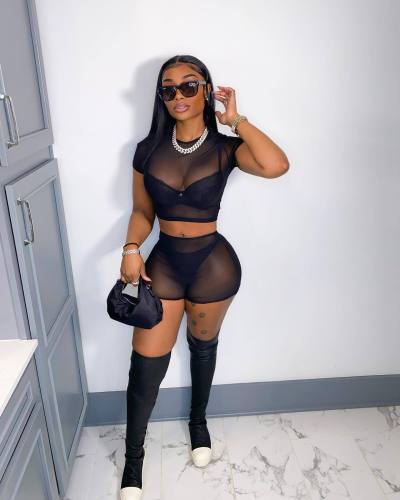 Perspective Sexy Mesh Fashion Casual Suit