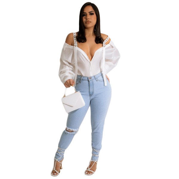 Solid Color Sling Blouse