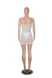 Bright Silk Mesh Sling Dress Sexy Perspective Nightclub Skirt with Panties
