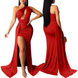 Women's Tube Top One Shoulder Dress Sexy Party Mopping Dress