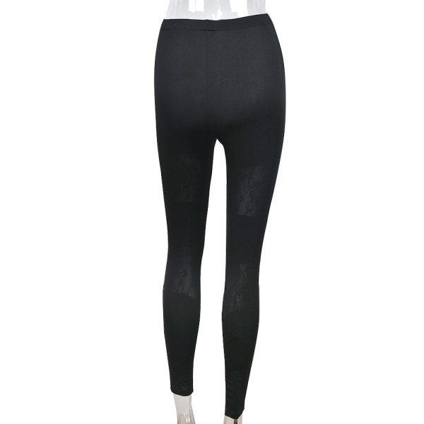 lace panel sheer trousers leggings