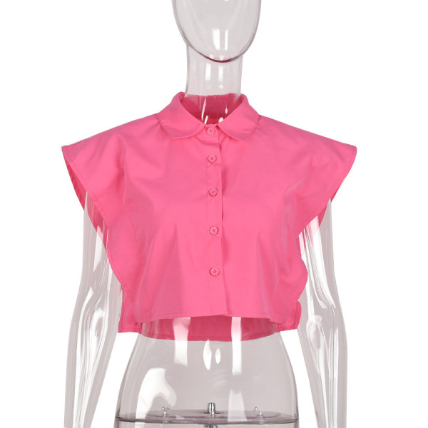 women's cut-out open waist collar loose shirt
