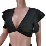 Nightclub suit sexy wrap chest ruffled hakama two-piece suit