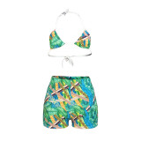 Printed Swimwear Hot Pants Shorts Three-piece Casual Suit