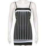 Fashion Women's Striped Contrast Tight Hip Wrap Dress