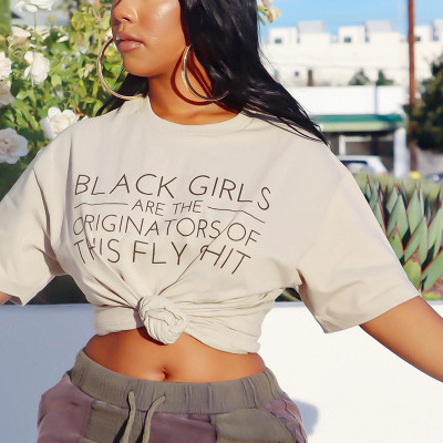 Loose Letter Print Athleisure Cropped Top