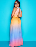 Ombre Pleated Maxi Dress