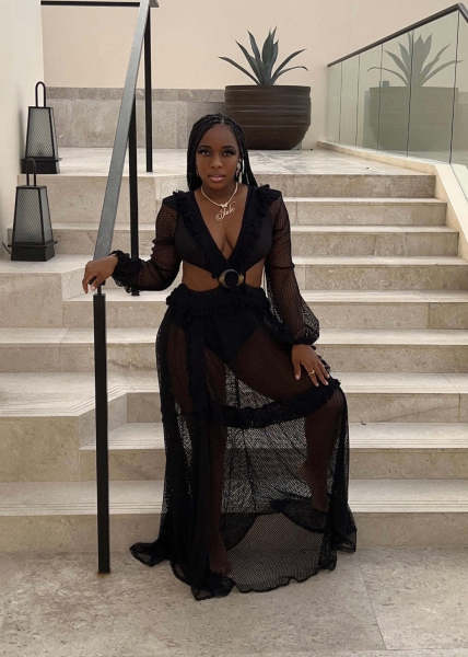 Sexy solid color lace mid-waist maxi dress