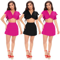 Nightclub suit sexy wrap chest ruffled hakama two-piece suit Nightclub suit sexy wrap chest ruffled hakama two-piece suit