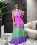 Ombre Pleated Maxi Dress