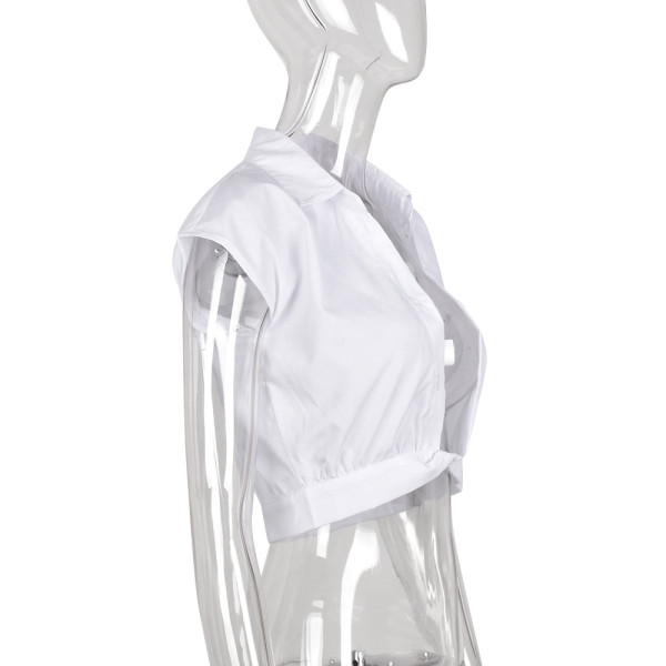 cut-out open-waisted collar loose shirt