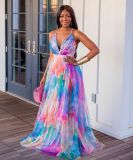 Long skirt digital printing fashion style large swing dress women's clothing