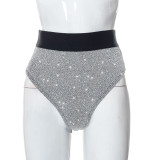 Solid color sexy bright silk high waist seamless triangle shorts